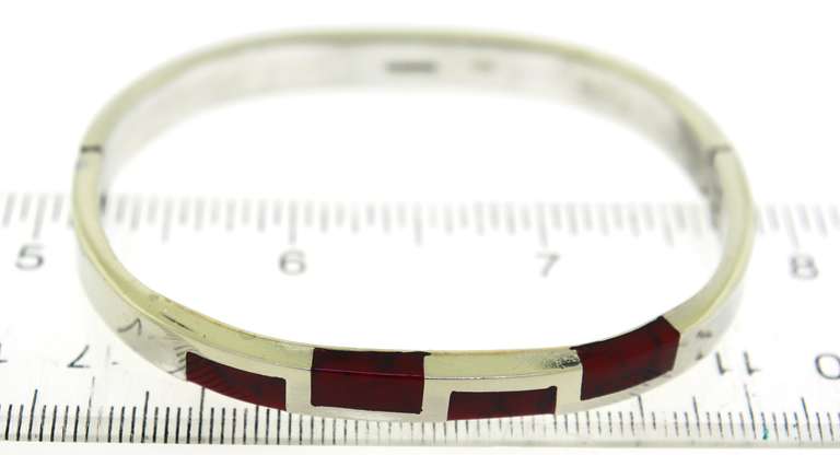 Red Jasper Inlat Hingled Bangle Bracelet
