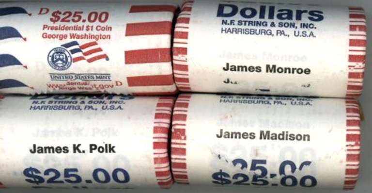 4 Different Gem BU Rolls of Presidential Golden Dollars