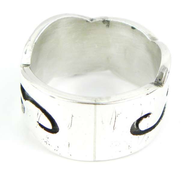 Men's Wide Solid Sterling Carved Ring, 12