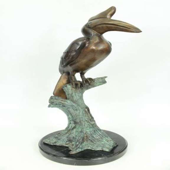 Coastal Shorebird Bronze Sculpture on Marble Base Statue