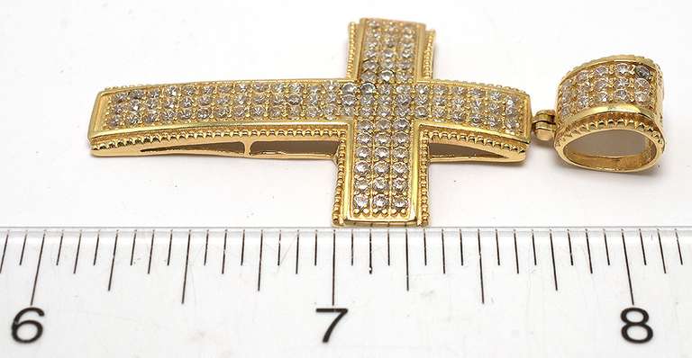 Sparkling CZ Cross Pendant in Yellow Gold