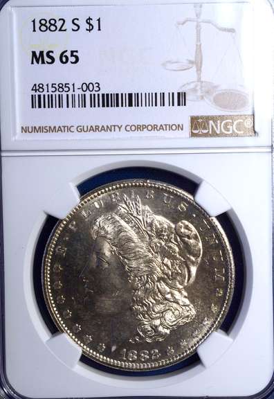 1882-S Morgan Silver Dollar, MS65 NGC