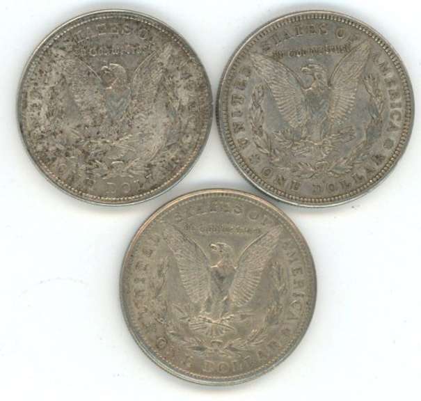 1921 P-D-S Morgan Silver Dollars. Nice circs