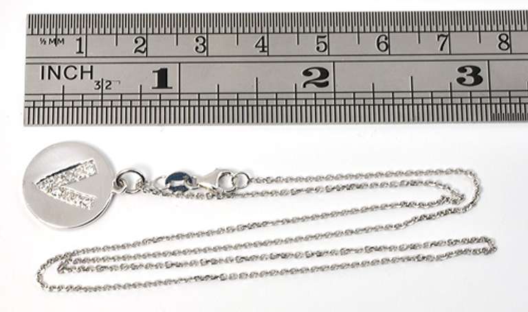 Diamond "V" Pendant Necklace in 14K White Gold