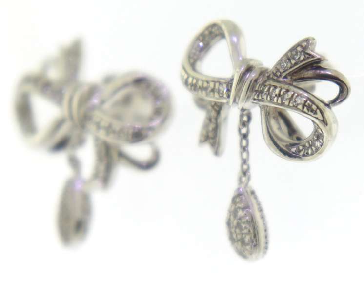 Sparkling Vera Wang Diamond Bow Earrings