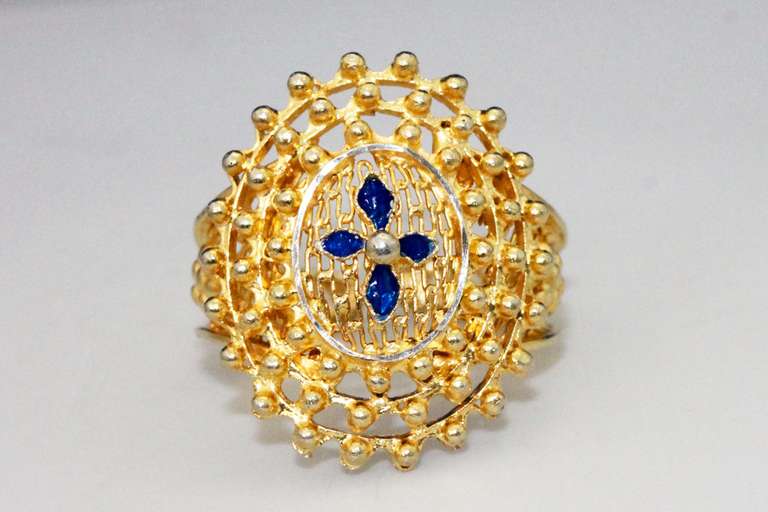 Interesting Enamel & Vermeil Ring