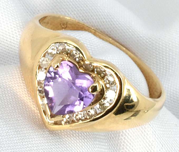Cute Heart Shaped Amethyst Ring
