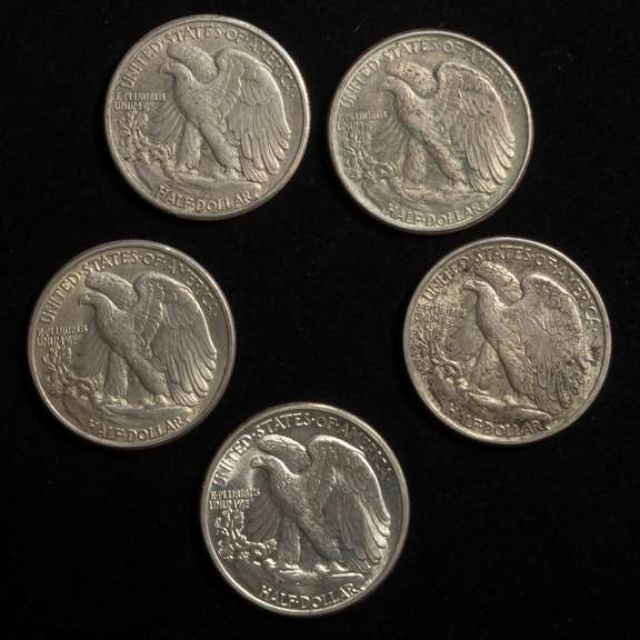 4 Sliders And Uncirculated Walking Liberty Halves