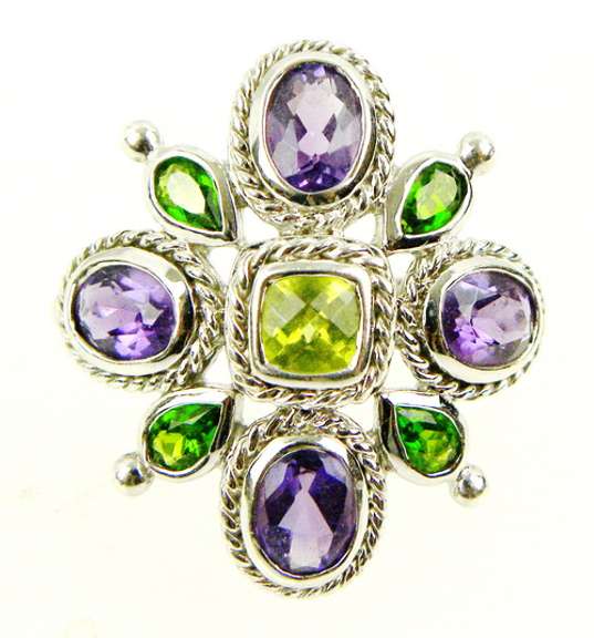 Brilliant Multi-Gemstone Sterling Ring, 11.25