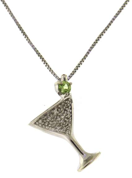 Pave Diamond & Peridot Martini Necklace