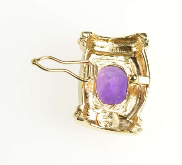14K Yellow Gold Faceted Amethyst Ornate Statement Slide Pendant
