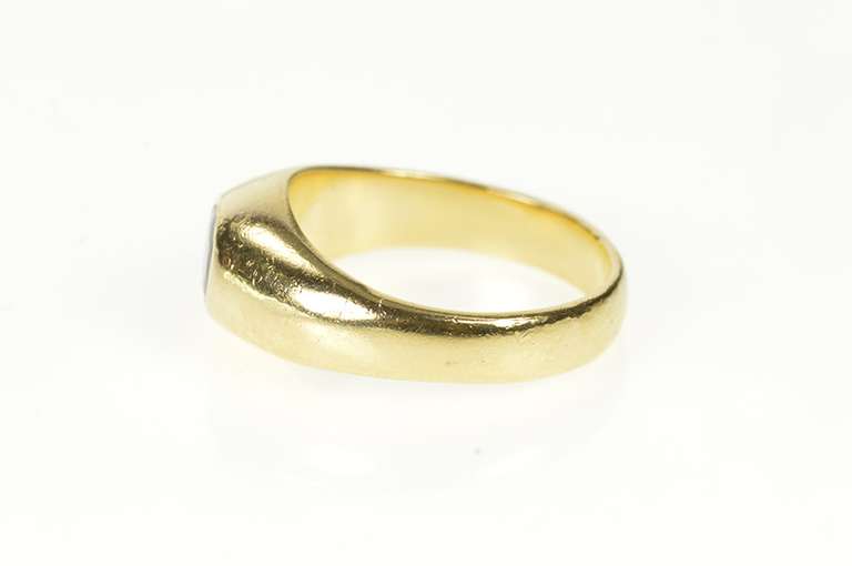 14K Yellow Gold Sapphire Solitaire Retro Simple Statement Ring