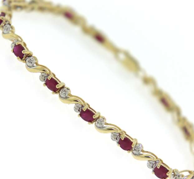 Pretty Ruby and Diamond Accent Bracelet