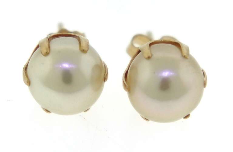 Elegant 8.25mm Pearl Stud Earrings