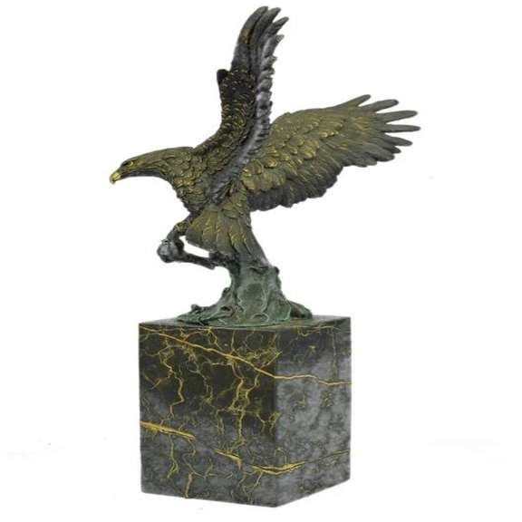 Swooping Eagle Catching Fish Wildlife Bronze Sculpture