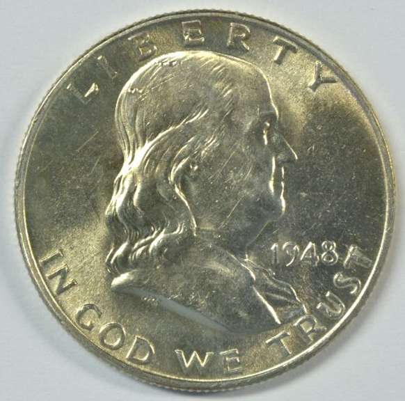 Choice BU 1948-P Franklin Half Dollar. FBL