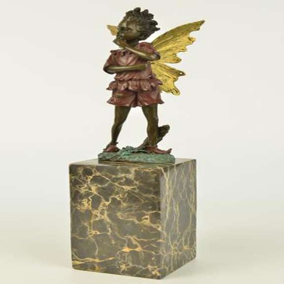 Angel Fairy Red Patins Bronze Statue