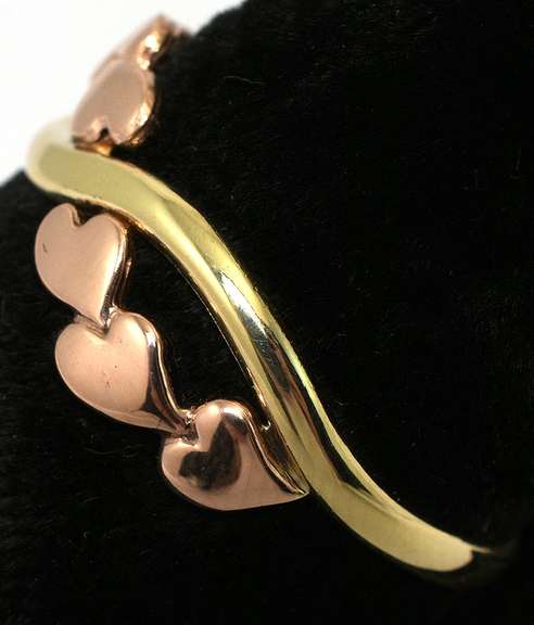 Two Tone Gold Heart Cross Over Ring