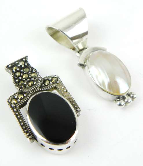 2 Sterling Mother of Pearl Pendants