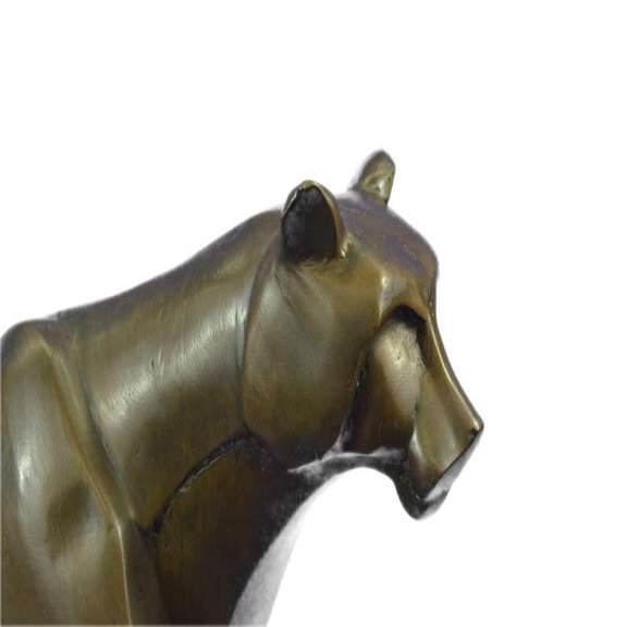 Cougar Female Lion Bronze Sculpture on Marble Base Statue