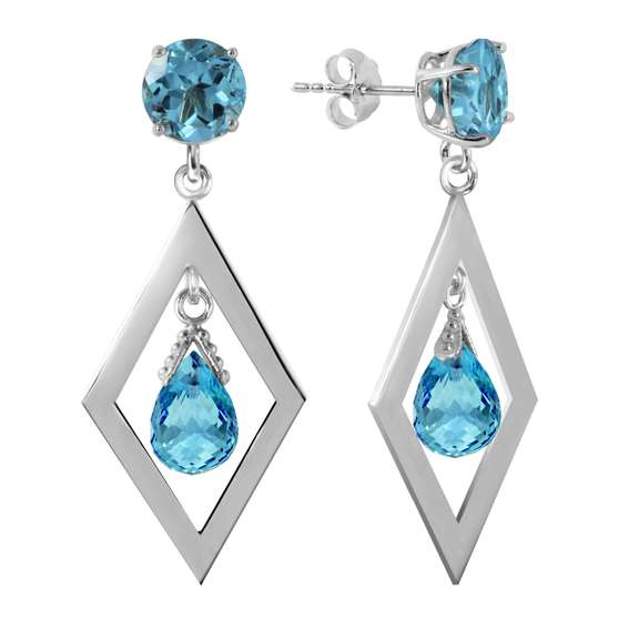 Solid Yellow Gold Make A Comeback Blue Topaz Earrings