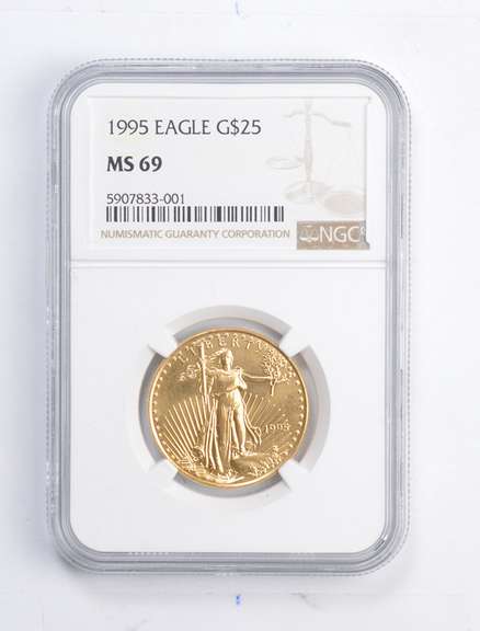MS69 1995 $25.00 American Gold Eagle - 1/2 Oz Fine Gold Coin - NGC