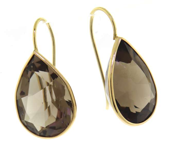 Dazzling 14kt YG Smokey Quartz Earrings