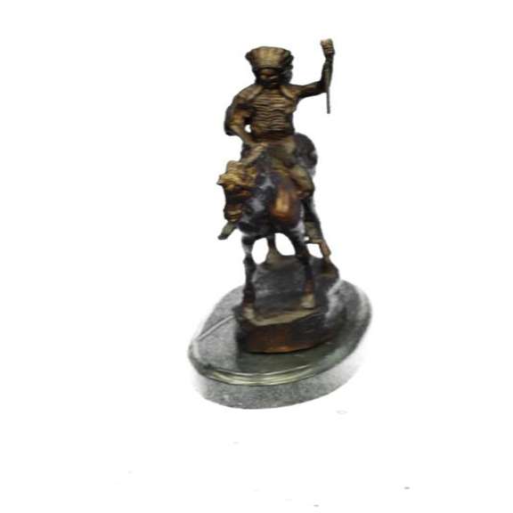 Native American on Horse with Spear Bronze Sculpture