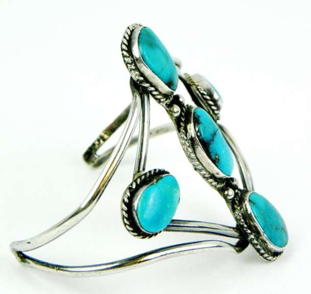 Vintage Wide Sterling Turquoise Cuff Bracelet