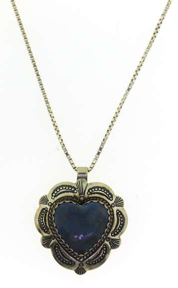 Serling Silver Blue Gemstone Heart Shaped Necklace