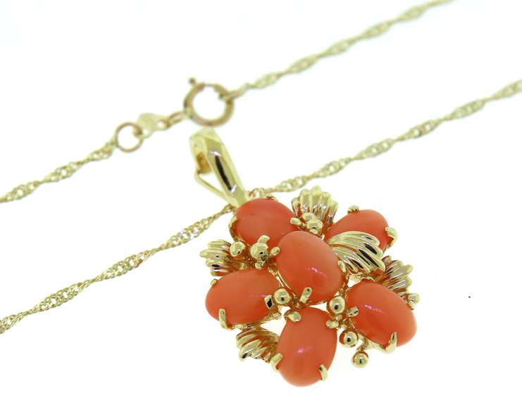 Stylish Multi Coral Pendant on Chain