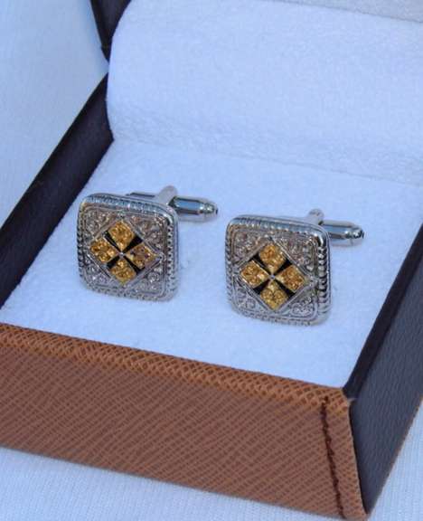 Handsome Pair Jeweled Style Cufflinks By Carelli