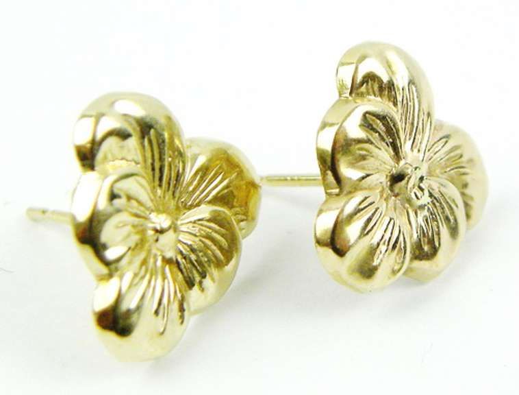 Vintage 10K Gold Pansy Stud Earrings