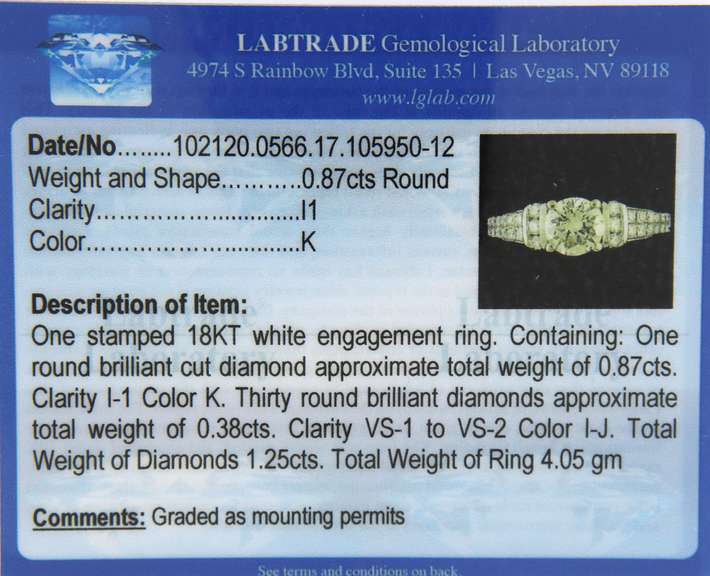 Brilliant 18kt 1.25cts Diamond Engagement Ring