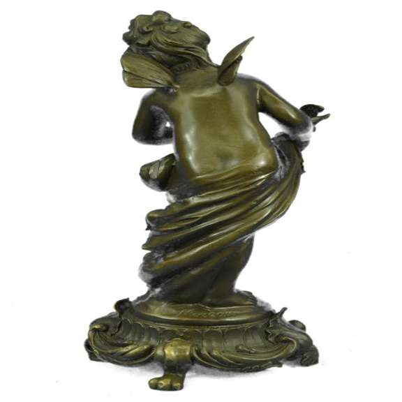 Fairy Playing with a Bird Bronze Statue