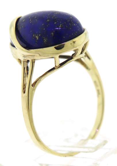 Great Yellow Gold Pear Lapis Ring