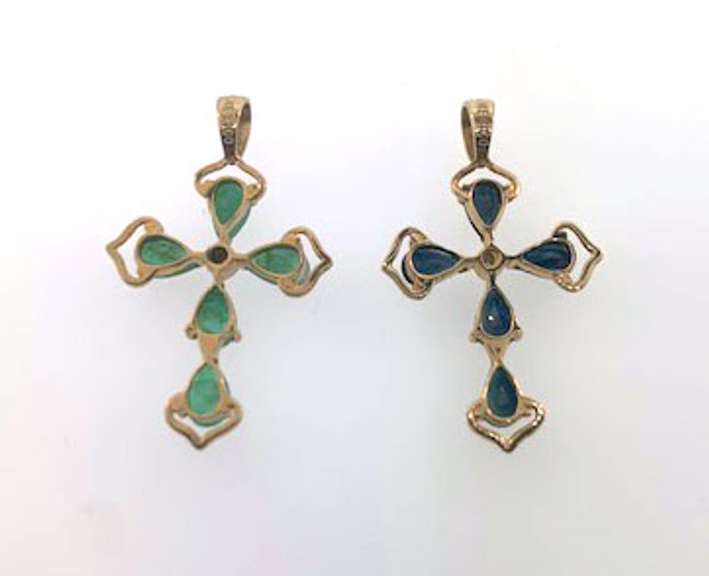 Stunning Set of 14kt Gold Gemstone Pendants