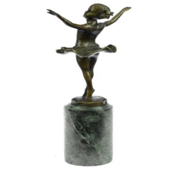 Classy Girl Ballerina Bronze Statue on Marble Base Sculpture
