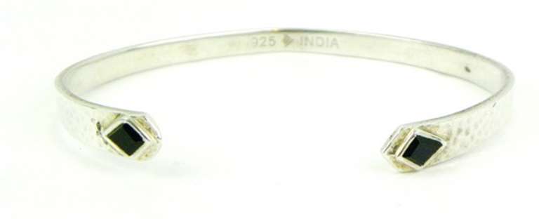 Silpada Hammered  Sterling Black Onyx Cuff