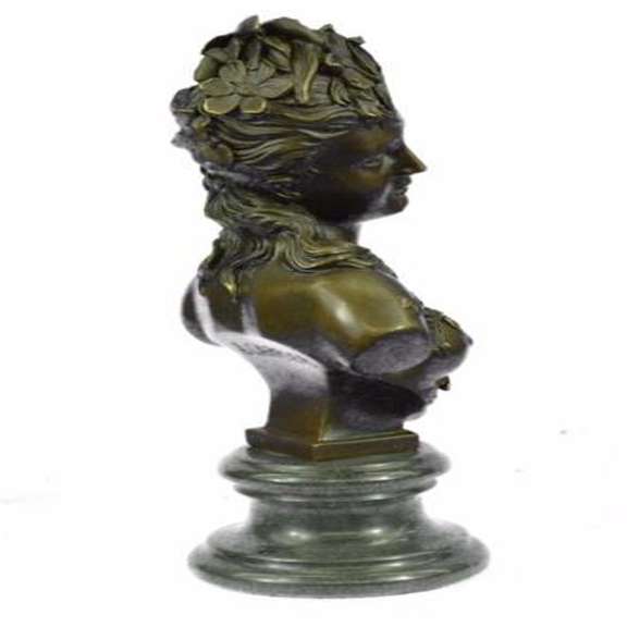 Bust Bronze Statue on Marble Base Sculpture