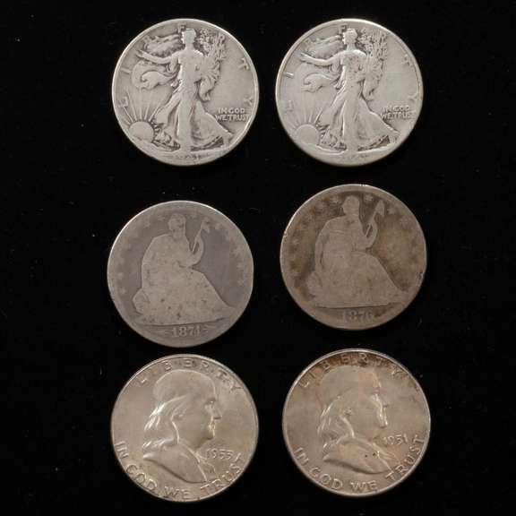 6 Silver Halves 3 Types