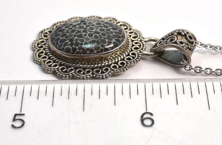 Vintage Stone Necklace in Sterling Silver