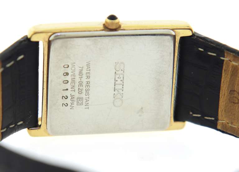 Seiko Tank Rectangle Gold Plated Quartz Watch