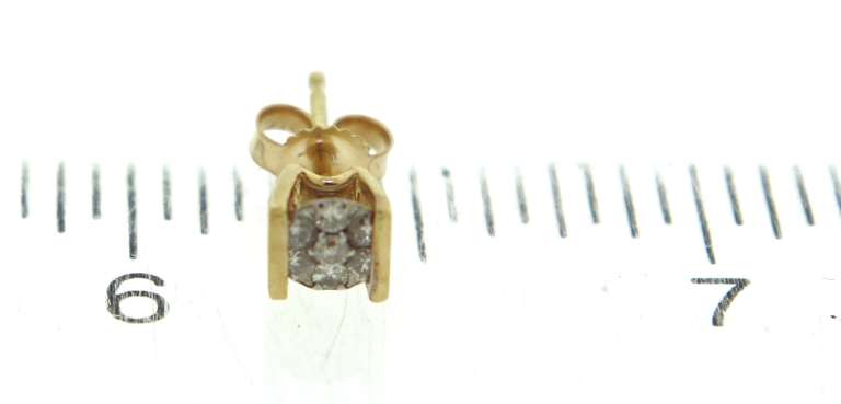 Simple Yellow Gold Diamond Cluster Stud Earrings