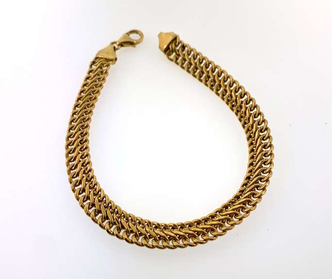 18kt yellow gold heavy double curb link bracelet