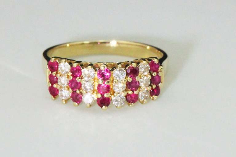 Sparkling Ruby & Diamond Cocktail Ring in 14k