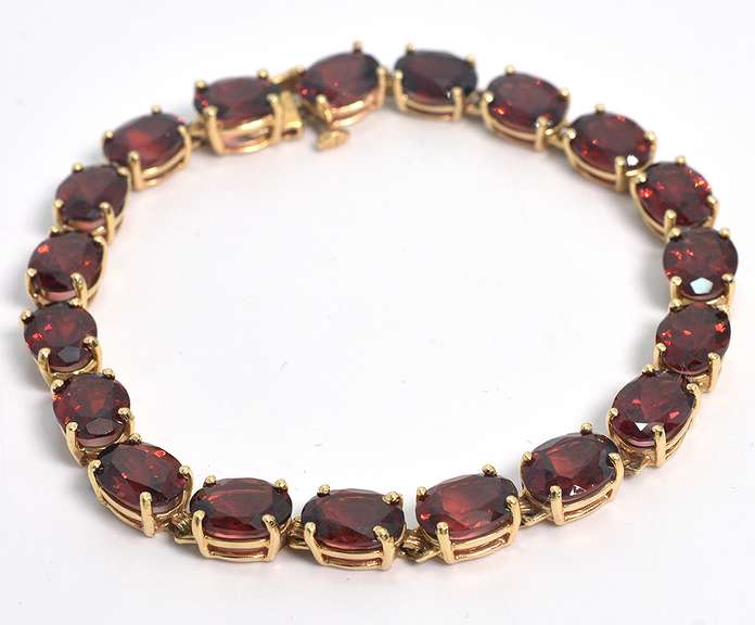 Garnet Tennis Style Bracelet in 14KT