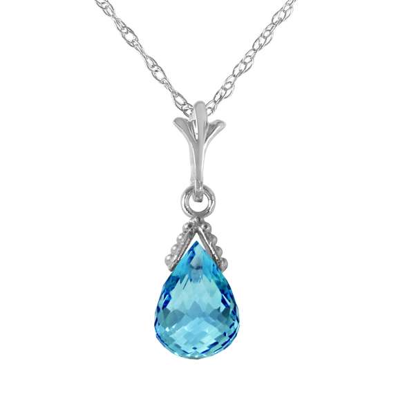 olid White Gold Necklace Briolette Blue Topaz