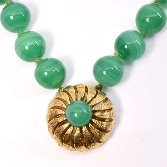 Double Stand Green Agate Necklace