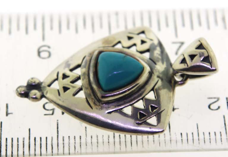 Sterling Silver Natine American Turquoise Pendant
